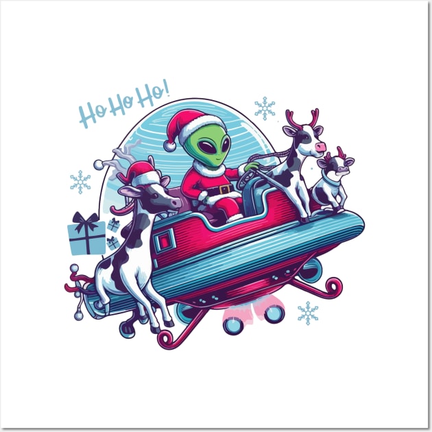 Extraterrestrial Christmas. Alien Santa Claus. Santa's sleigh. Wall Art by Ideas Design